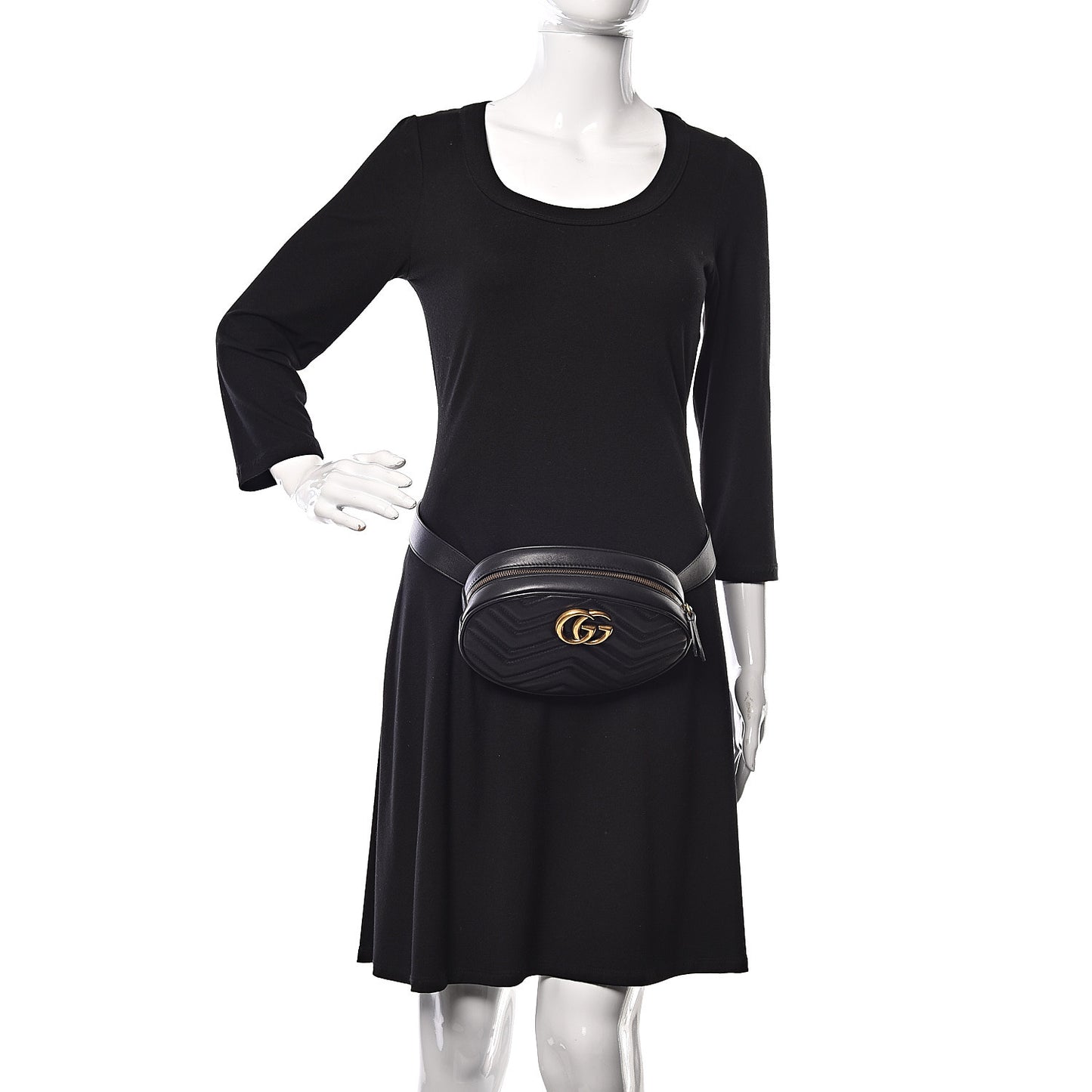 Calfskin Matelasse GG Marmont Belt Bag 95 38 Black