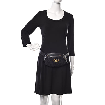 Gucci Calfskin Matelasse GG Marmont Belt Bag 95 38 Black 2 of 10