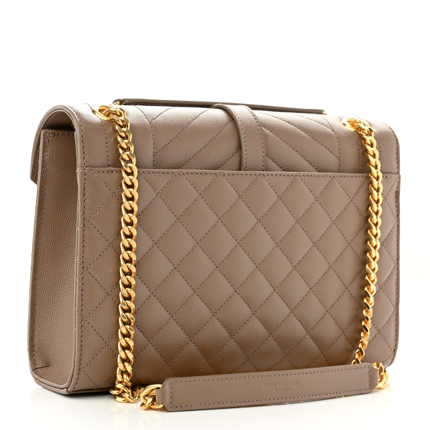 Saint Laurent Grain De Poudre Textured Mixed Matelasse Medium Triquilt Monogram Satchel Dark Latte 2 of 9