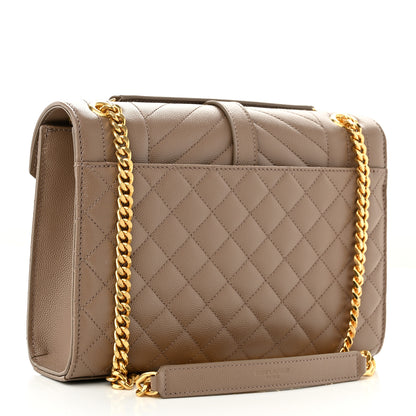 Saint Laurent Grain De Poudre Textured Mixed Matelasse Medium Triquilt Monogram Satchel Dark Latte 2 of 9
