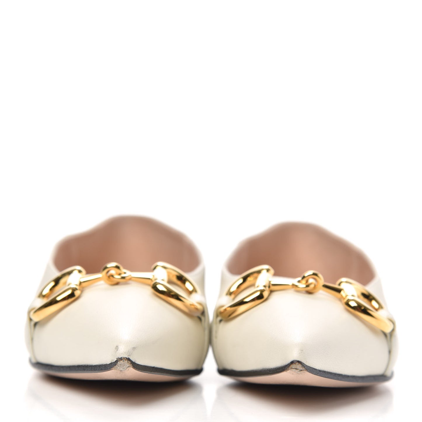 Nappa Lumiere Deva Horsebit Chain Embellished Flats 36.5 Dusty White