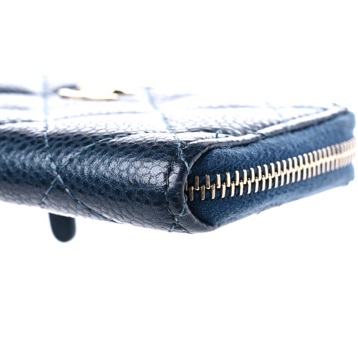 Caviar Quilted Key Holder Case Navy