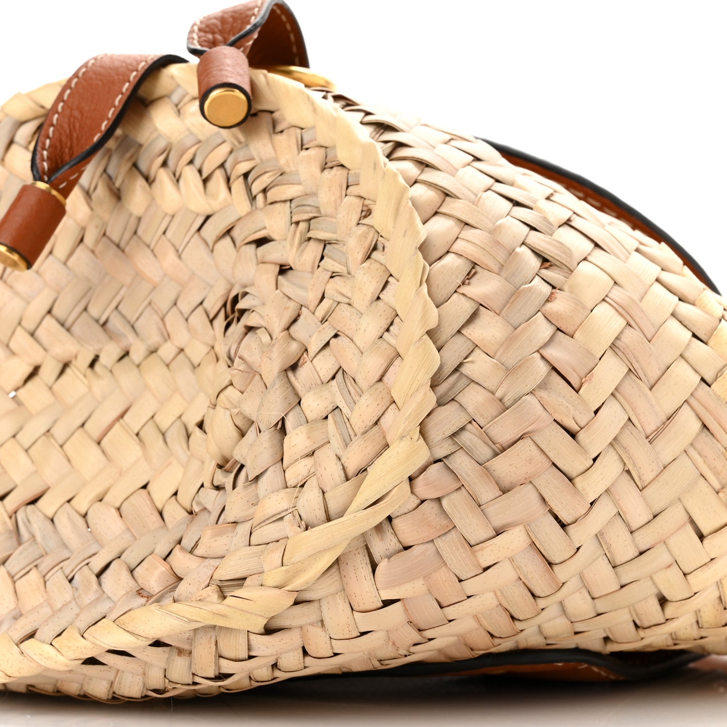 Raffia Calfskin Marcie Basket Tan