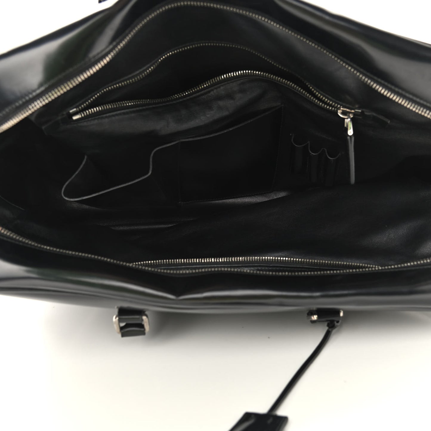 Spazzolato Large Zip Around Briefcase Black