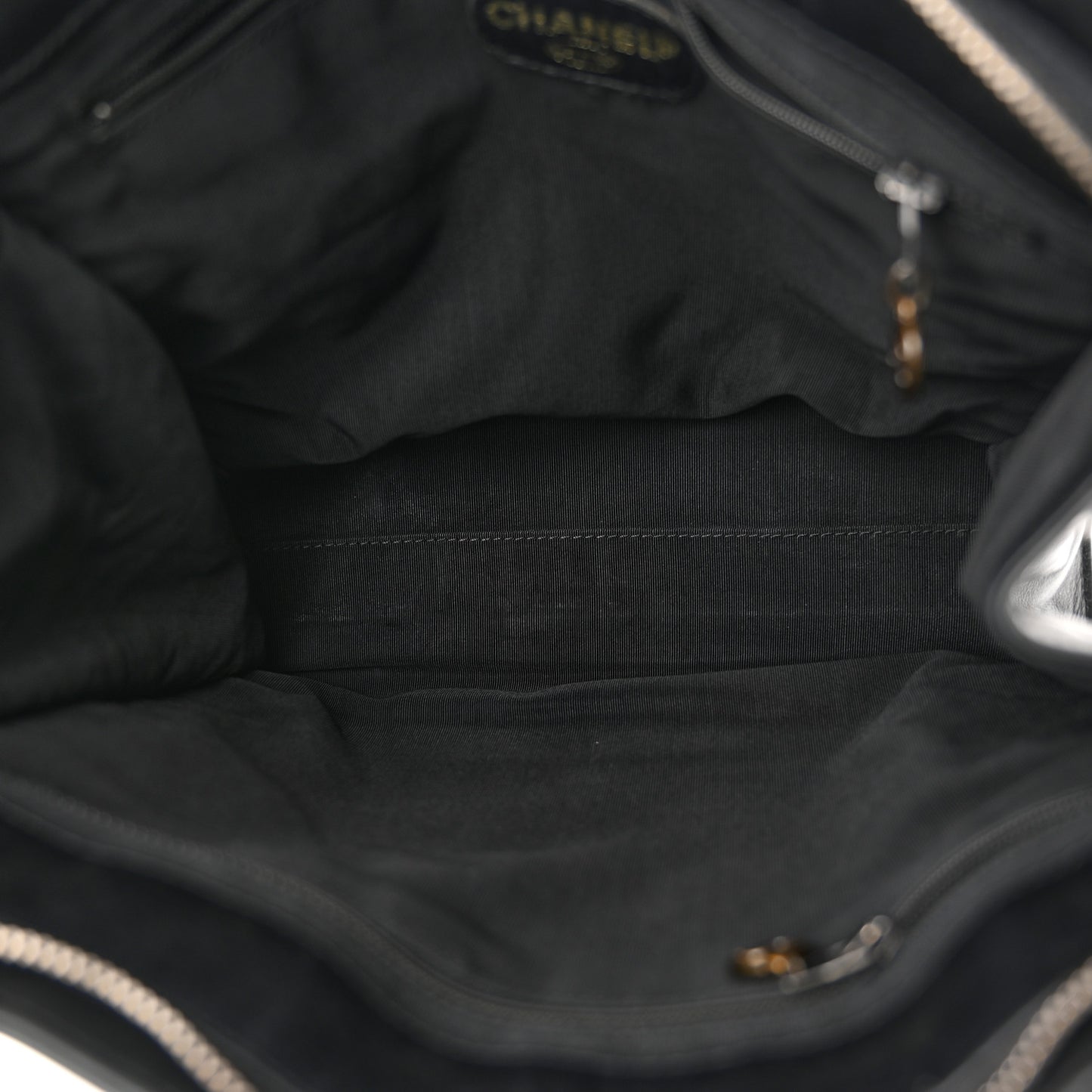 Lambskin CC Stitched Logo Tote Black