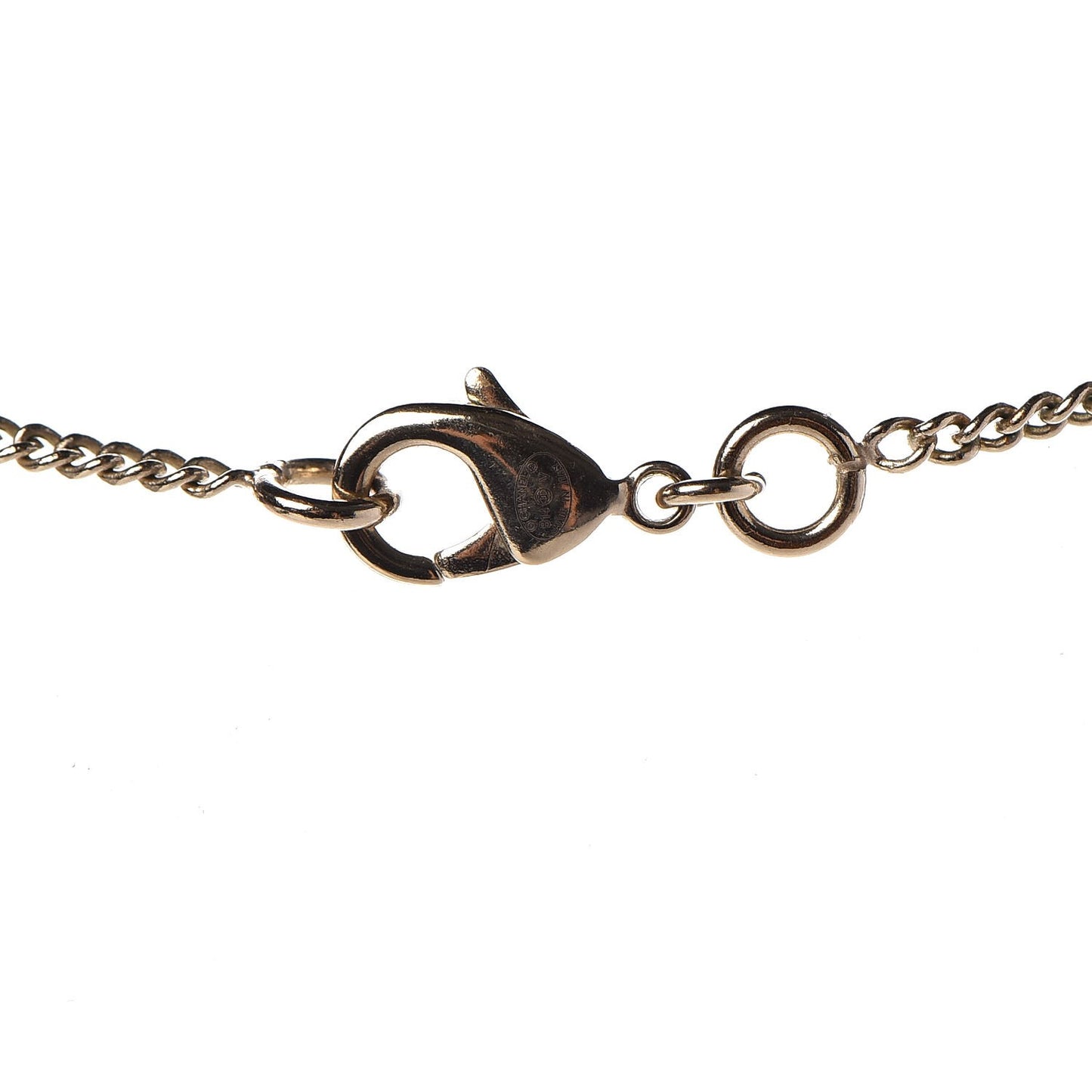 Enamel CC Baroque Pearl Drop Necklace Black Gold
