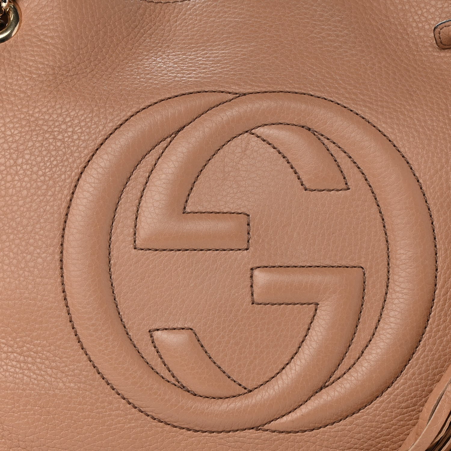 Gucci Pebbled Calfskin Medium Soho Chain Shoulder Bag Camelia 8 of 10