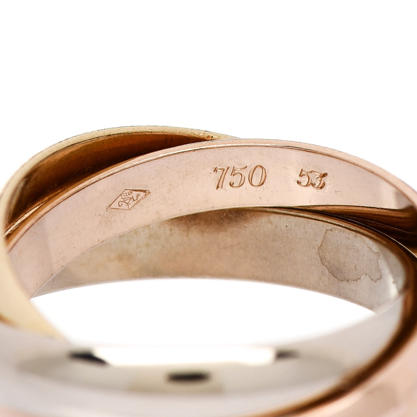 18K Pink Yellow White Gold Classic Les Must De Cartier Trinity Ring 53 6.25