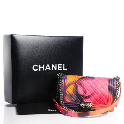 Chanel Printed Lambskin Medium Flower Power Boy Flap 9 of 9