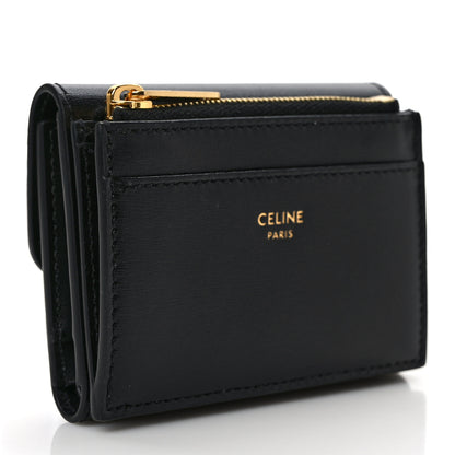 Celine Calfskin Compact Triomphe Wallet With Coin Purse Black 3 of 6