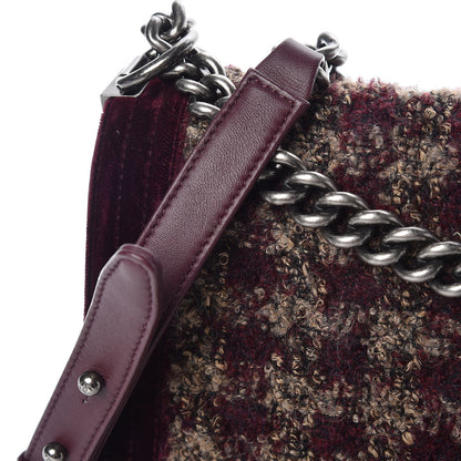 Chanel Velvet Tweed Large Boy Flap Burgundy 19 of 20