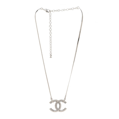 Chanel Crystal Textured CC Pendant Necklace Gold 3 of 6
