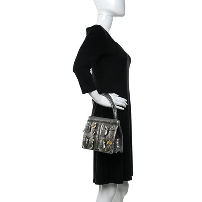 Nancy Gonzalez Metallic Crocodile Butterfly Bag Anthracite 2 of 9