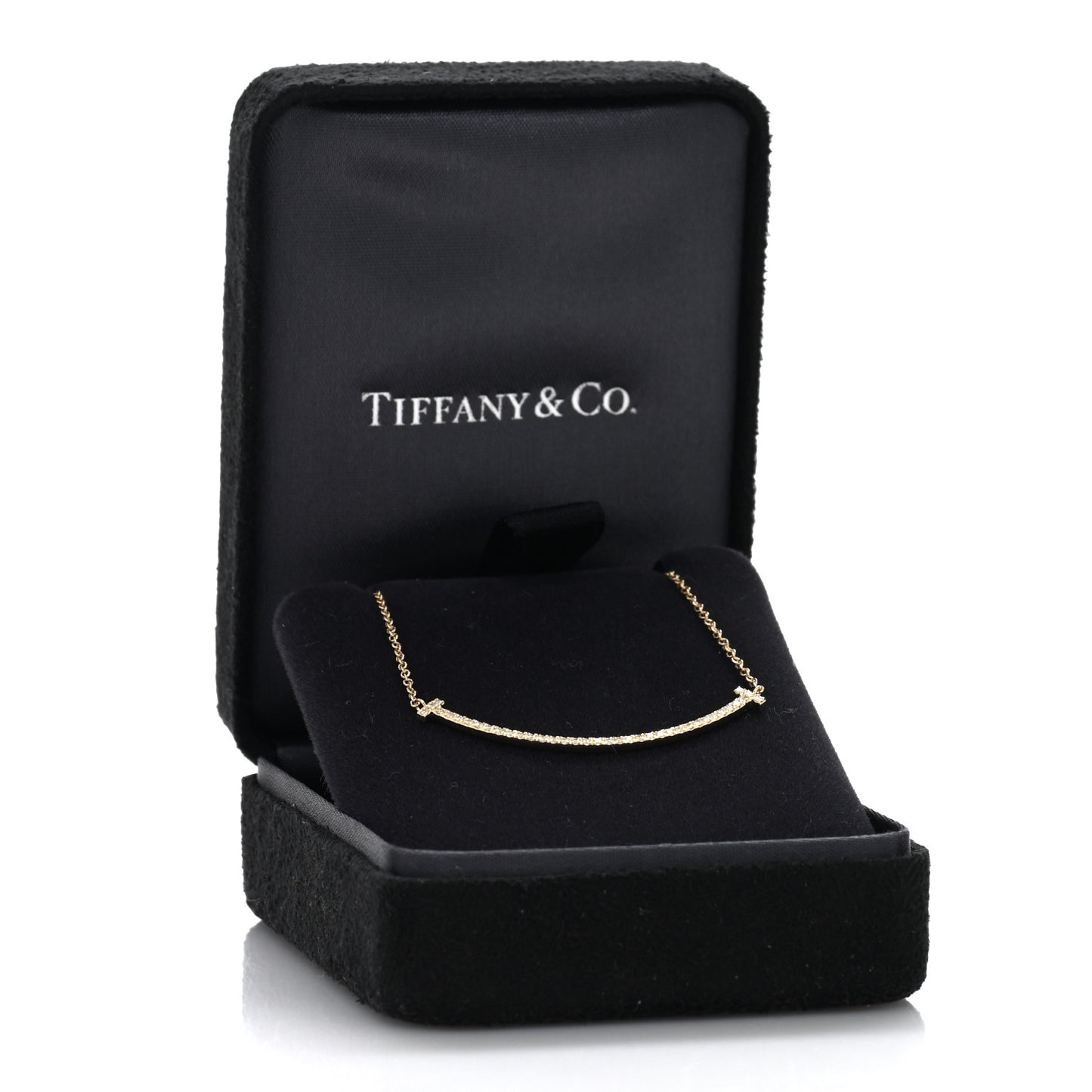 18K Yellow Gold Diamond Small T Smile Pendant Necklace