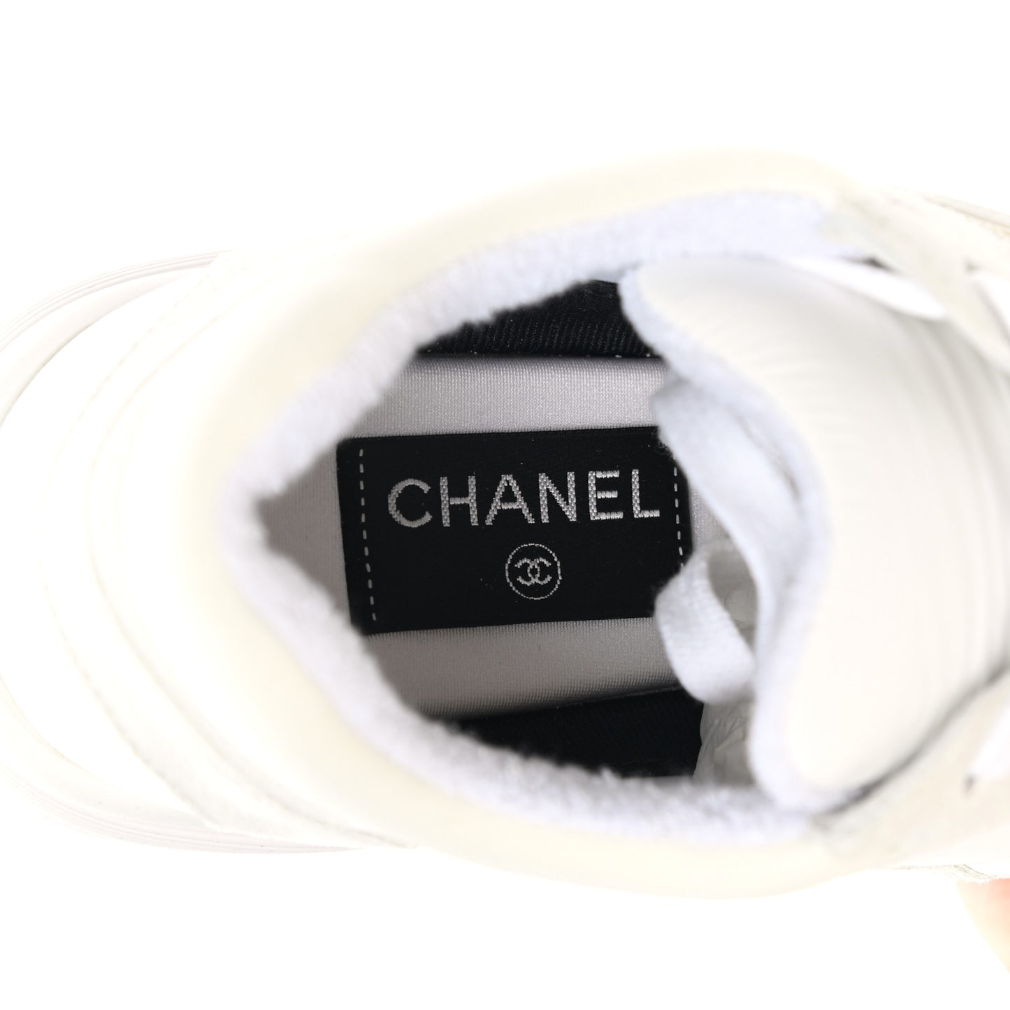 Suede Calfskin Fabric CC Sneakers 39 White