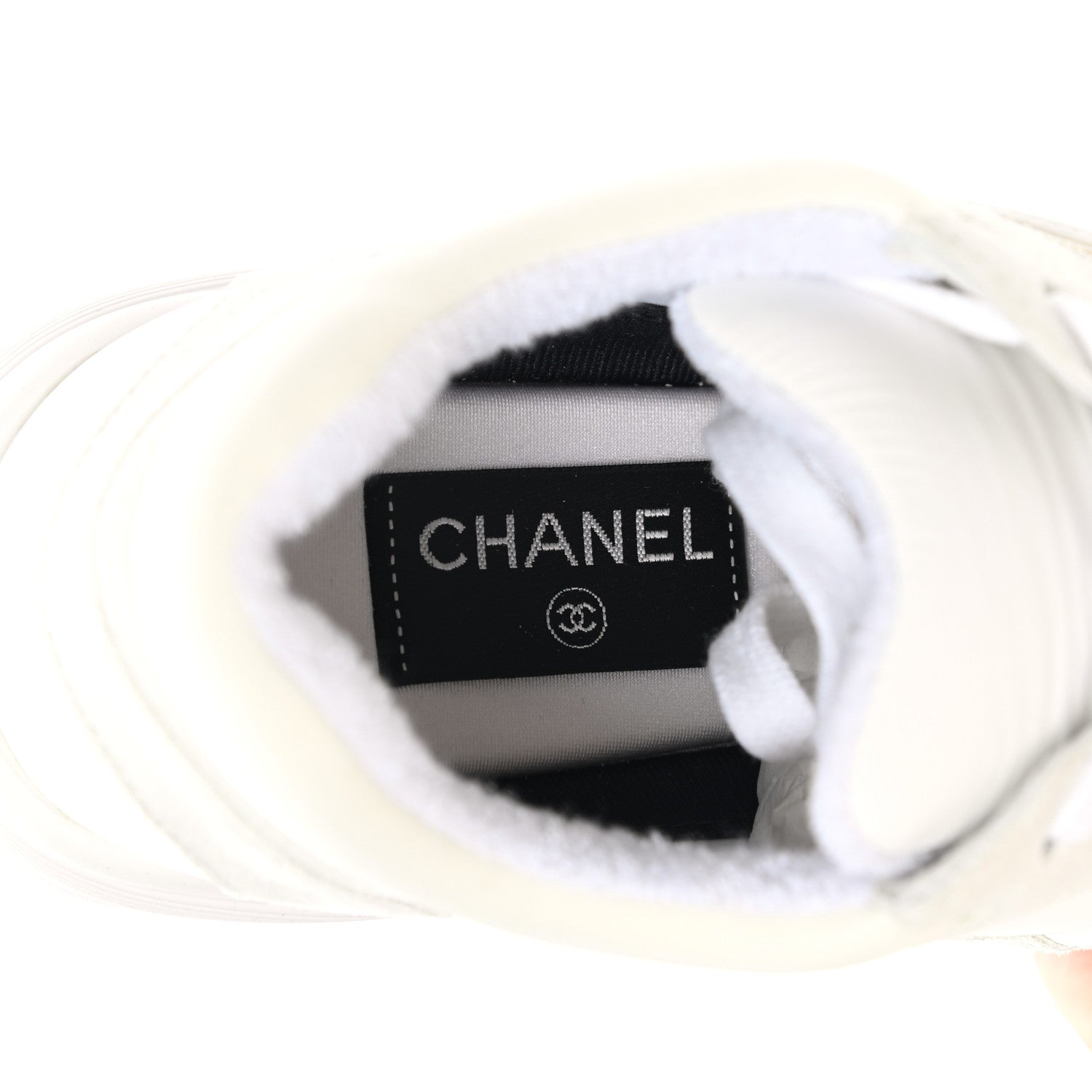 Chanel Suede Calfskin Fabric CC Sneakers 39 White 7 of 11