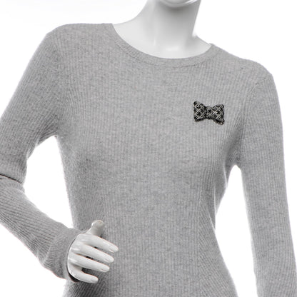 Chanel Ruthenium Crystal CC Bow Brooch Black 2 of 4