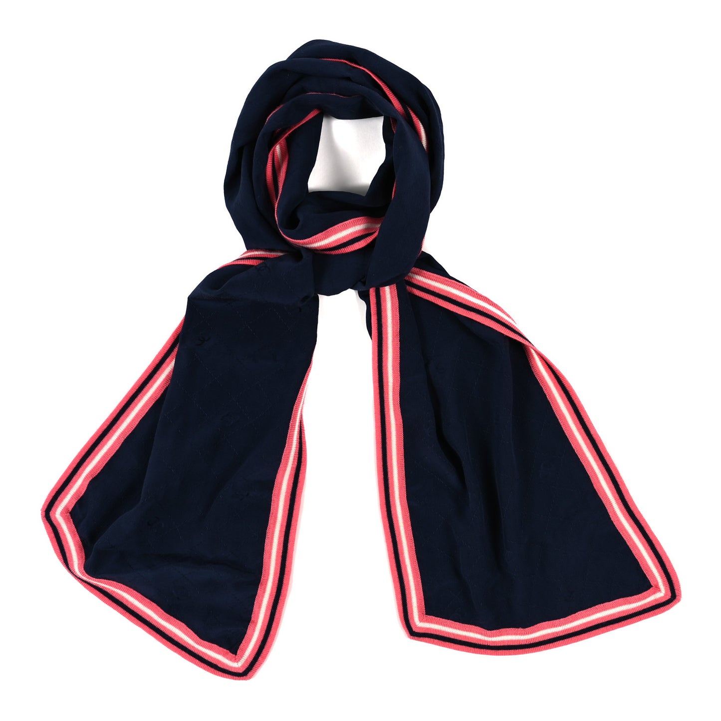 Silk CC Scarf Navy Pink