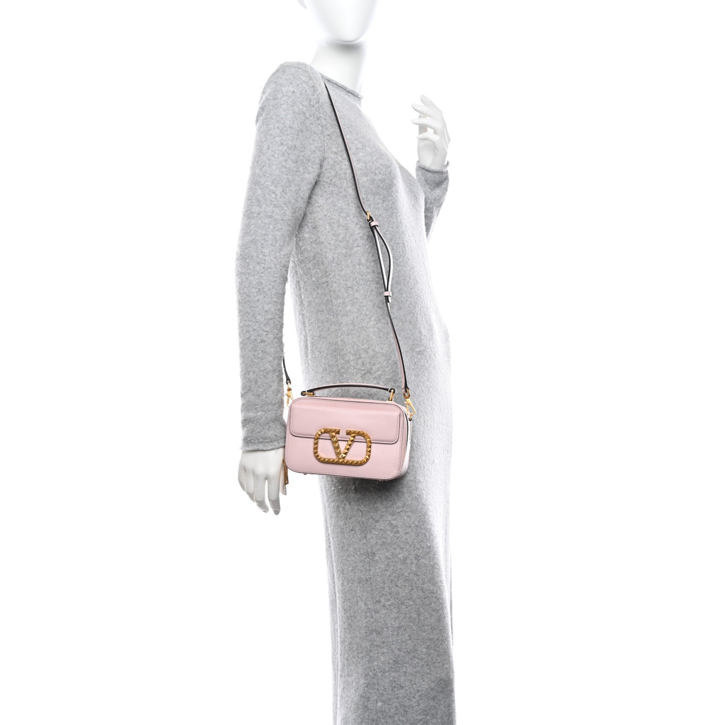 Grainy Calfskin Rockstud Alcove Top-Handle Crossbody Bag Rose Quartz