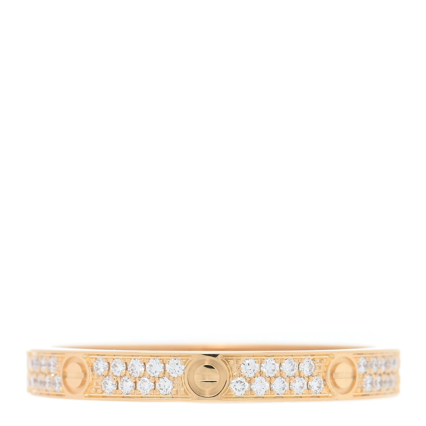 18K Yellow Gold Diamond 2.6mm LOVE Paved Band Ring 53 6.25
