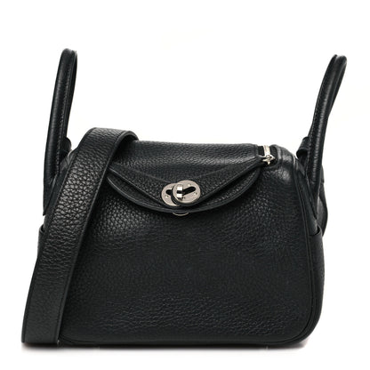 Hermes Taurillon Clemence Mini Lindy 20 Black 1 of 12