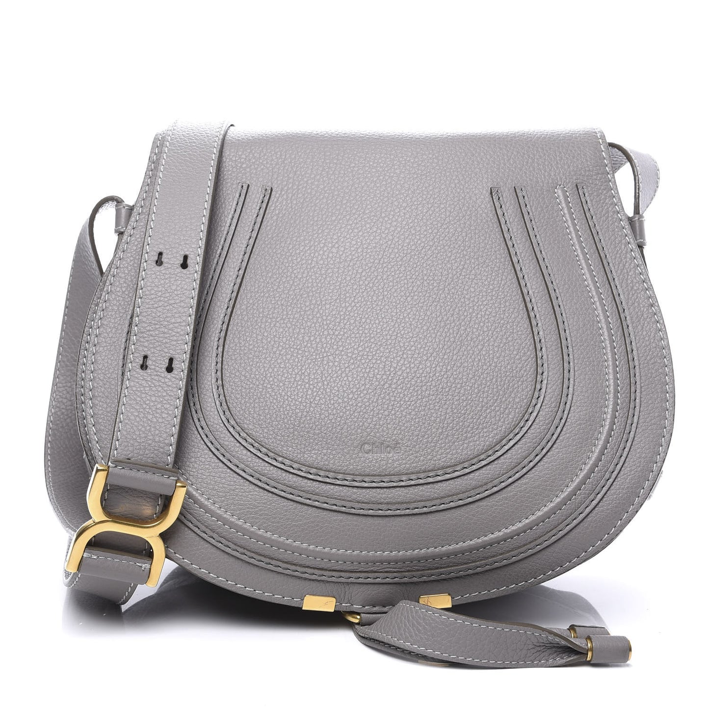 Calfskin Medium Marcie Round Crossbody Bag Cashmere Grey