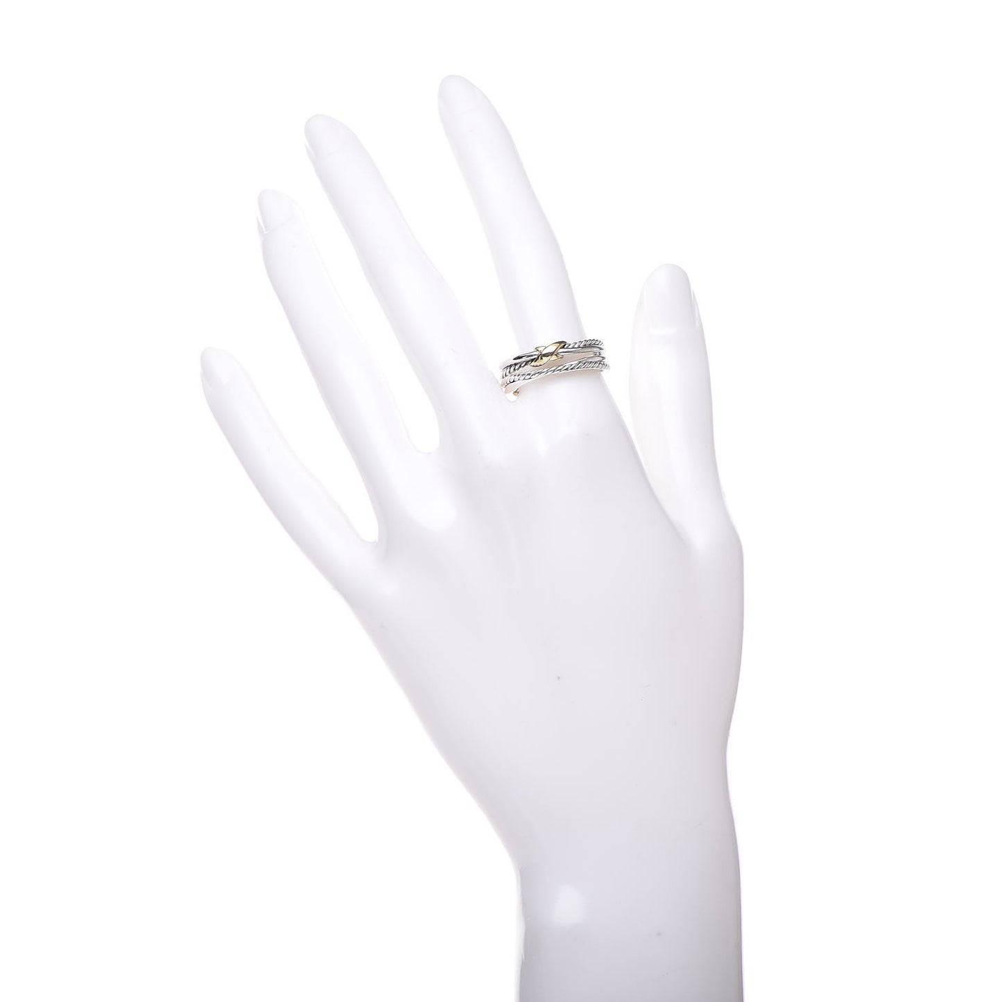 Sterling Silver 18K Yellow Gold 6mm X Crossover Ring 54 7.5