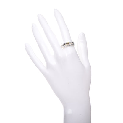 David Yurman Sterling Silver 18K Yellow Gold 6mm X Crossover Ring 54 7.5 2 of 4