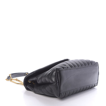Saint Laurent Grain de Poudre Calfskin Y Quilted Monogram Medium Loulou Chain Satchel Black 4 of 10