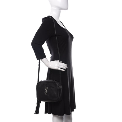 Saint Laurent Grained Lambskin Monogram Lou Camera Bag Black 2 of 10