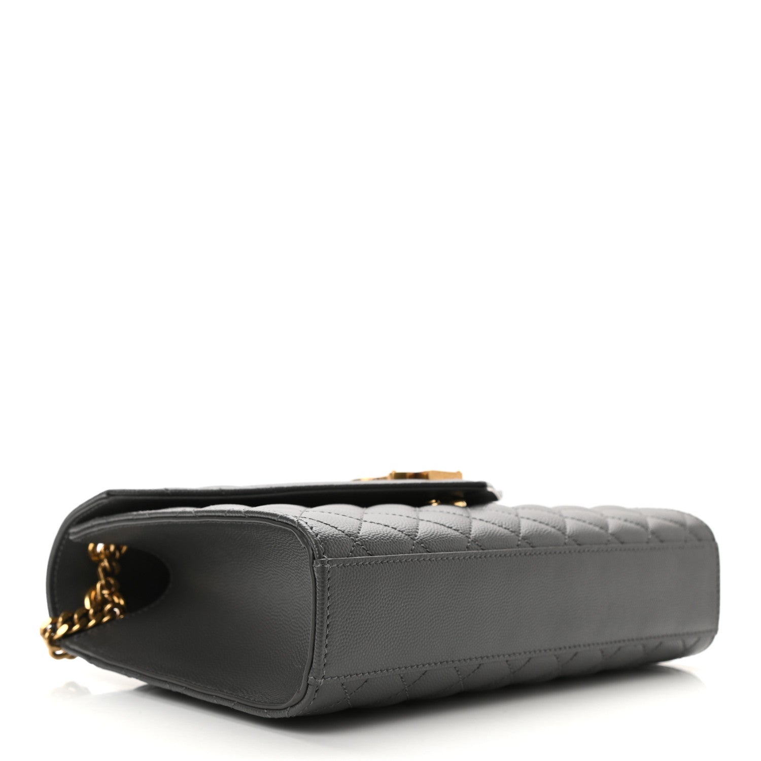 Saint Laurent Grain De Poudre Textured Mixed Matelasse Medium Triquilt Monogram Satchel Fog 4 of 10