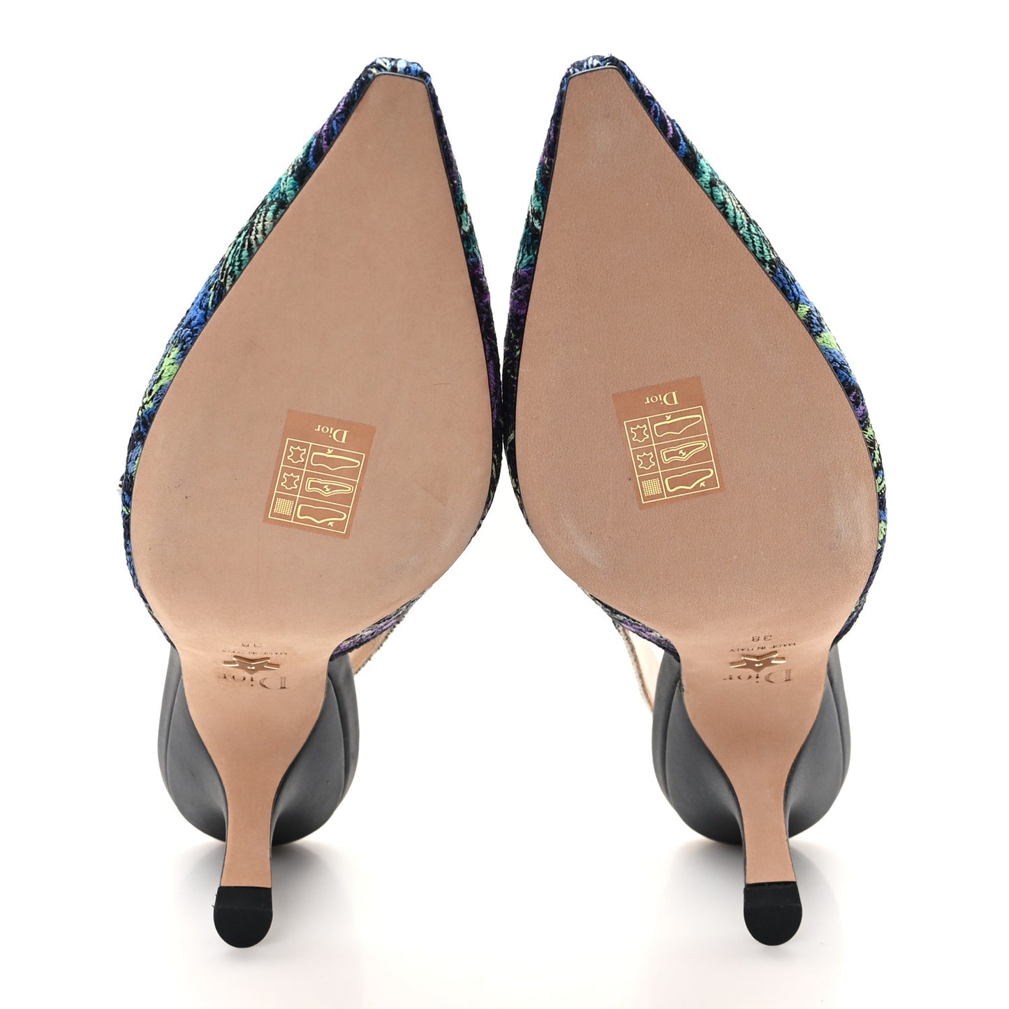 Canvas Embroidered Voyage Cotton Ribbon J'Adior Slingback 65mm Pumps 38 Multicolor