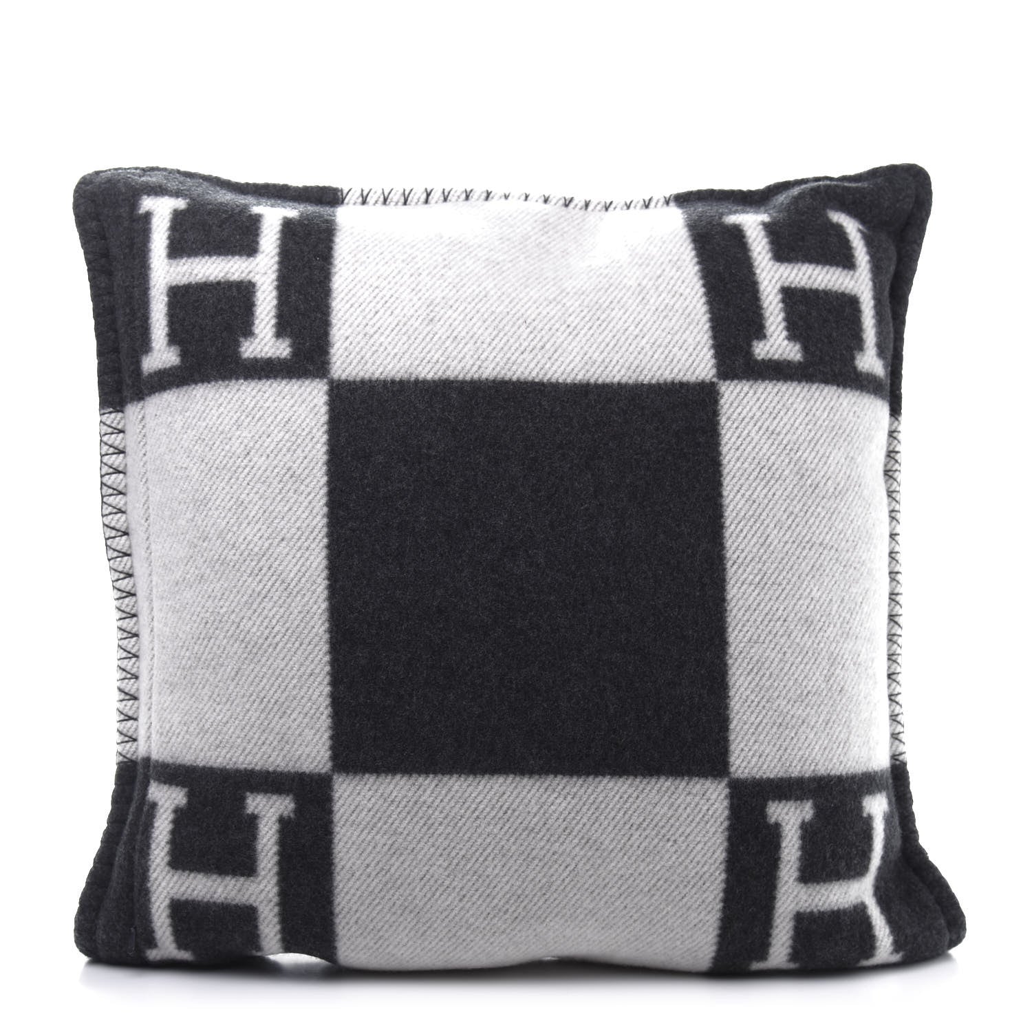 Hermes Wool Cashmere Avalon Pillow PM Ecru Gris Fonce 3 of 7