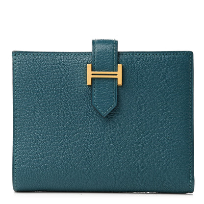 Hermes Chevre Mysore Bearn Compact Wallet Vert Bosphore 1 of 7