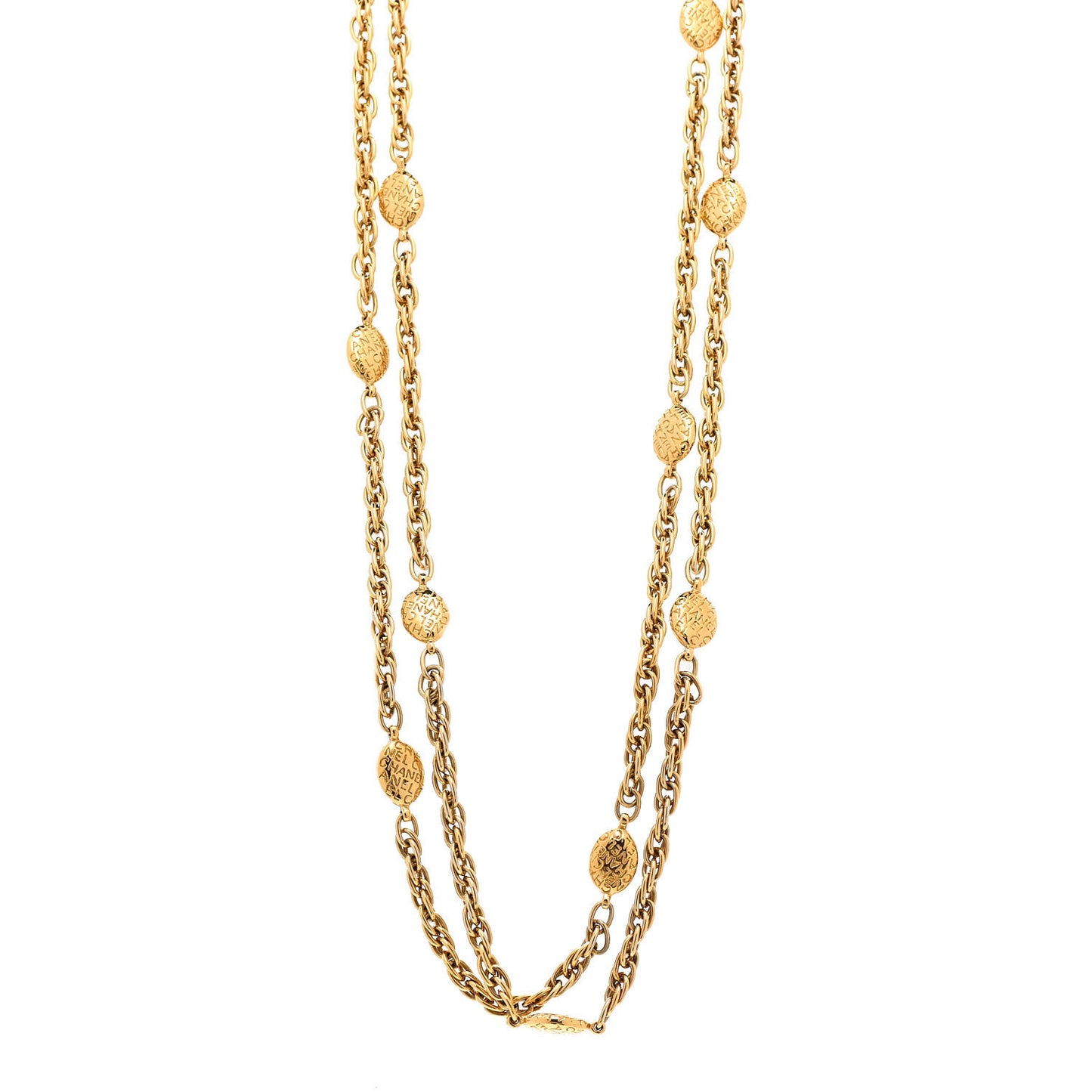 CC Medallion Long Chain Necklace Gold