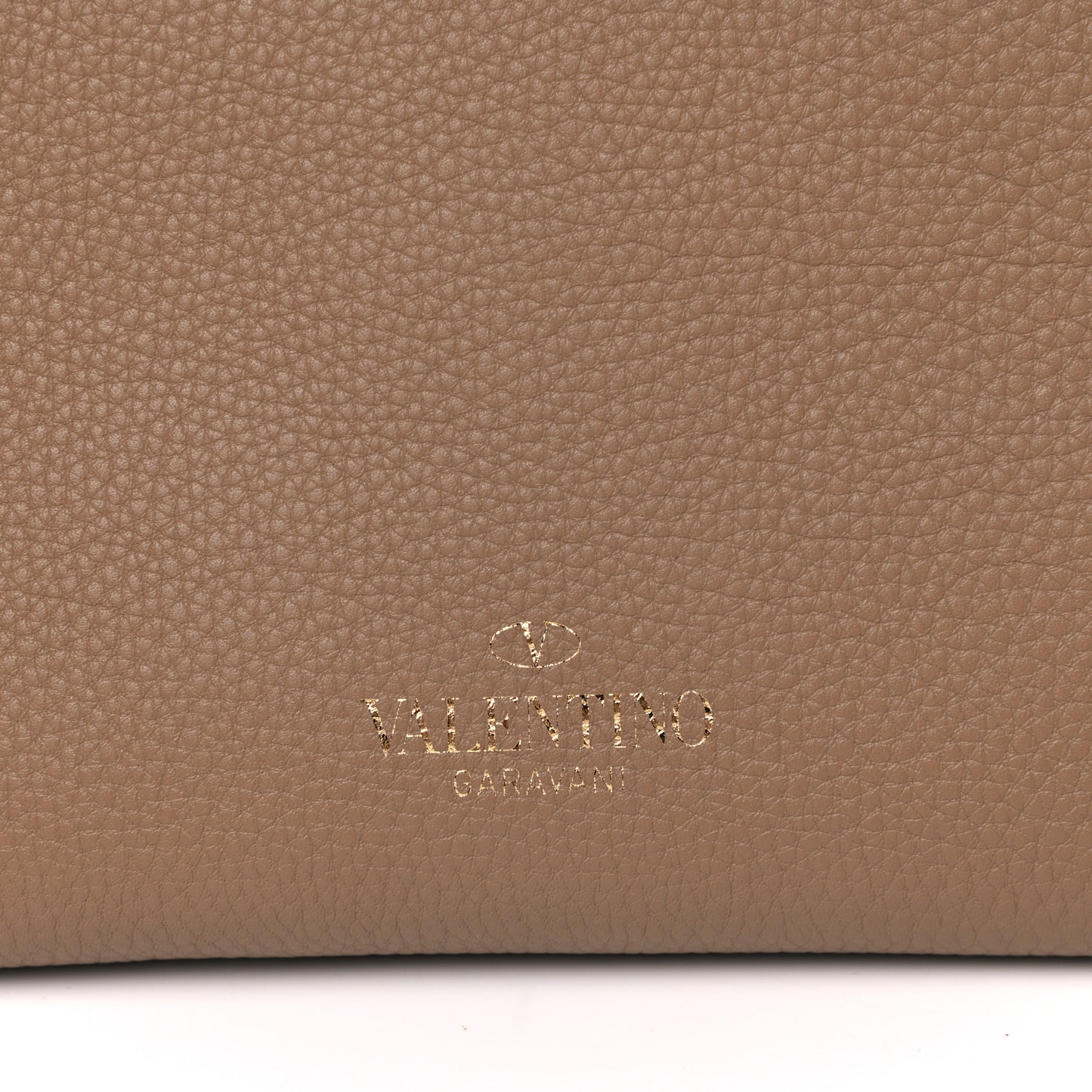 Grained Calfskin Rockstud Single Handle Flap Bag Beige