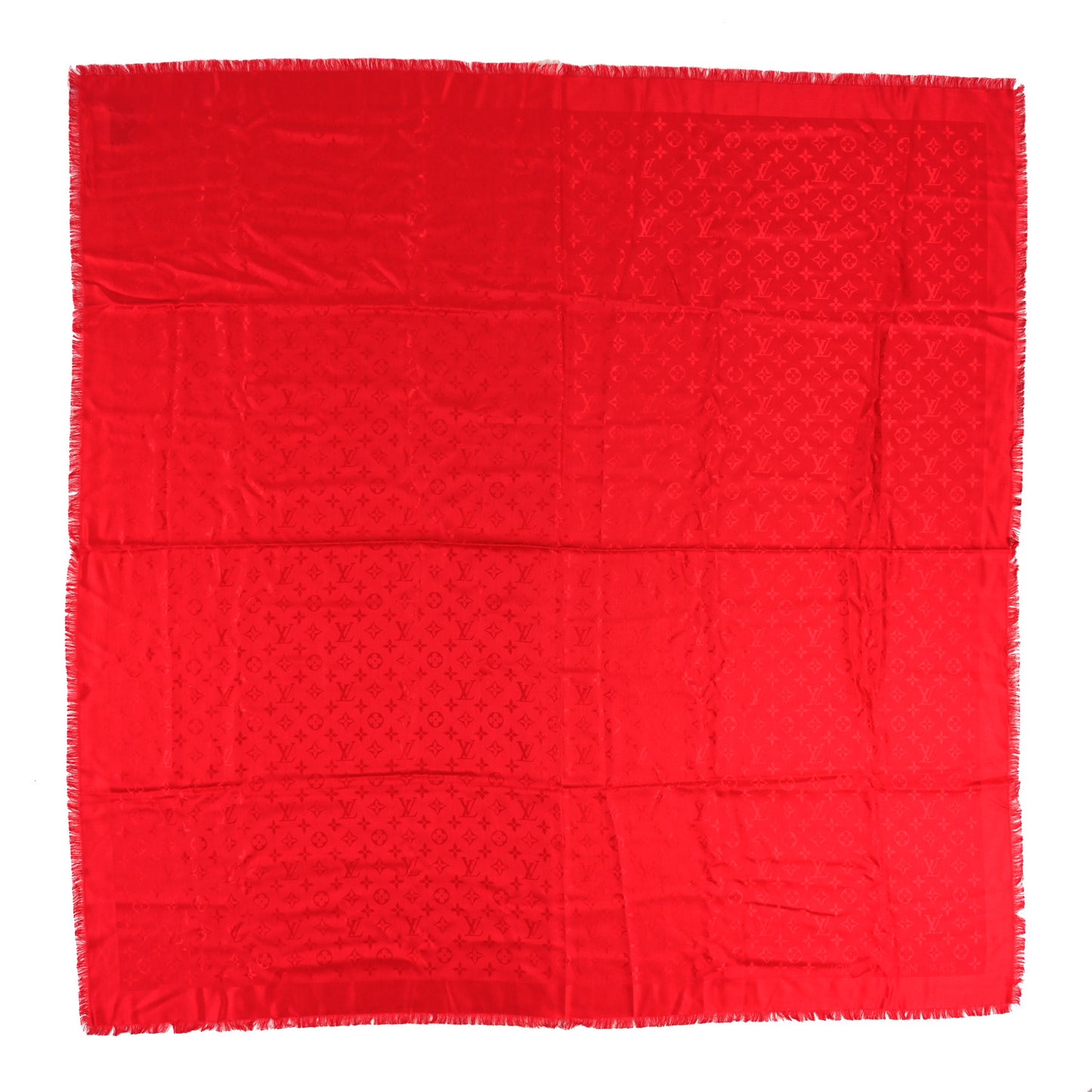 LOUIS VUITTON Silk Wool Monogram Shawl Pomme D'Amour