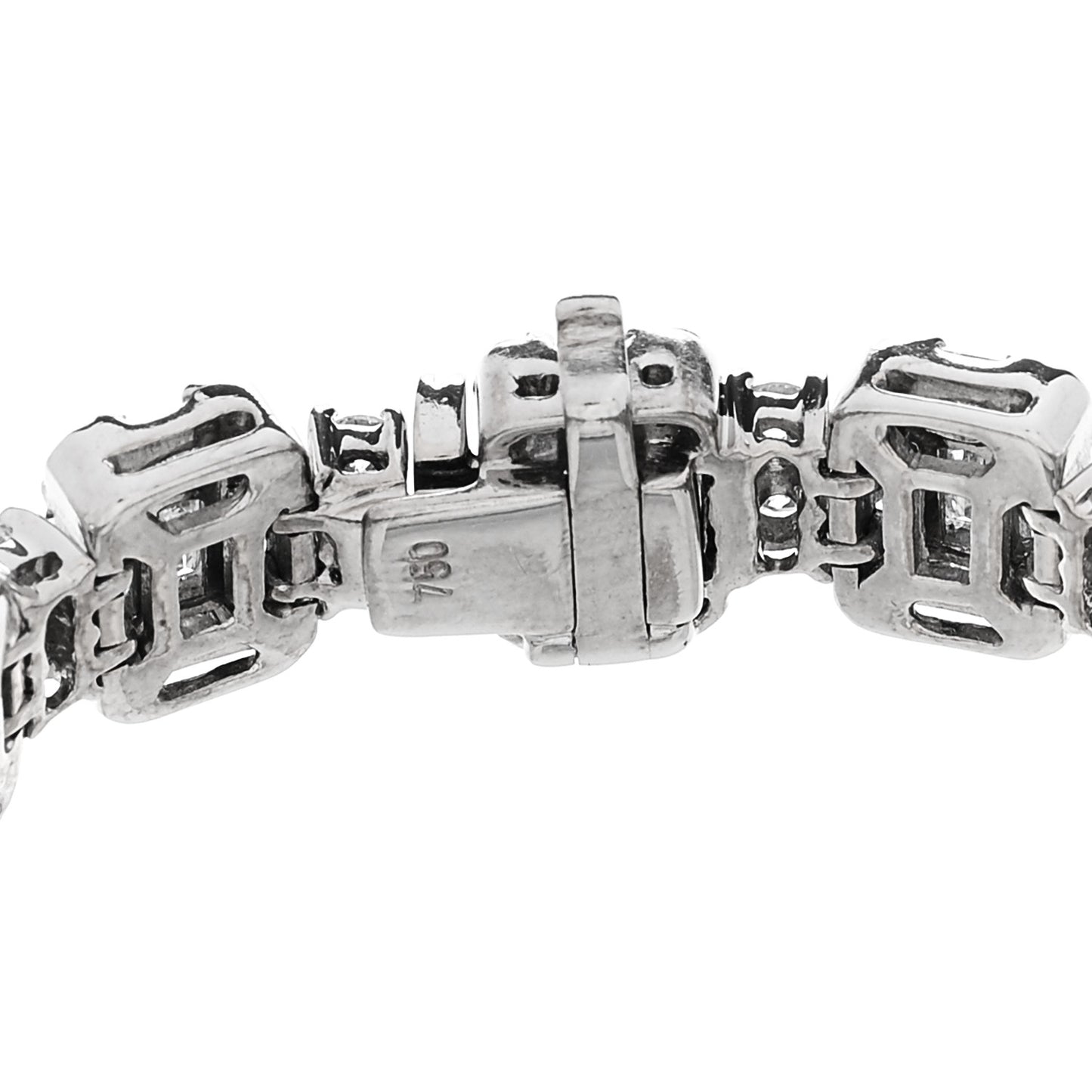 18K White Gold Diamond 8.30ctw Baguette Round Link Bracelet