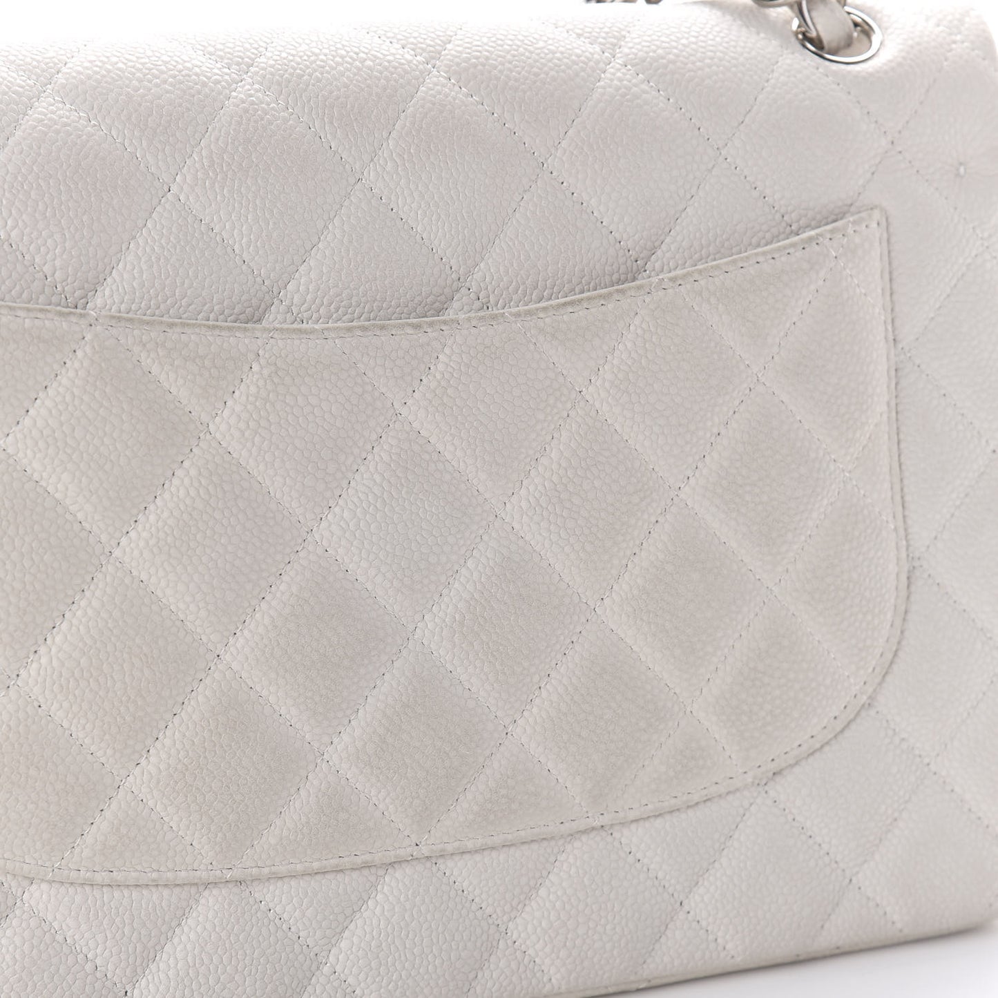 Caviar Quilted Jumbo Double Flap White