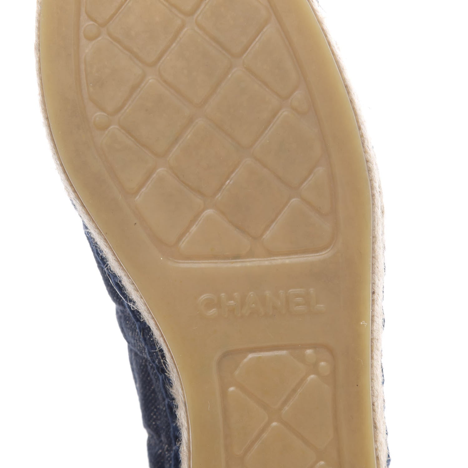 Chanel Denim Toile Embossed CC Espadrilles 39 Navy Black 8 of 10