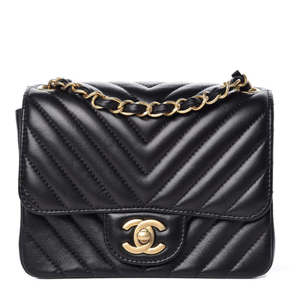 Chanel Lambskin Chevron Quilted Mini Square Flap Black 1 of 11