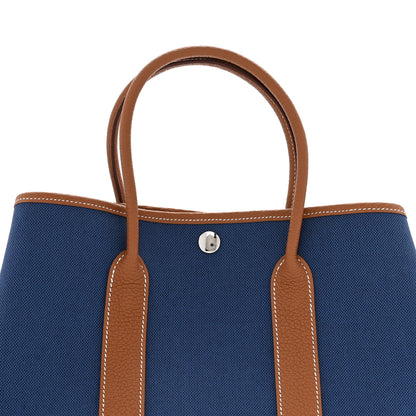 Hermes Toile Militaire Vache Country Garden Party Tote 30 Bleu France Gold 8 of 10