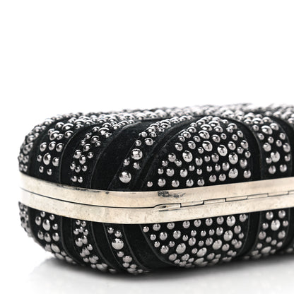 Alexander McQueen Suede Studded Britannia Skull Box Clutch Black 9 of 10