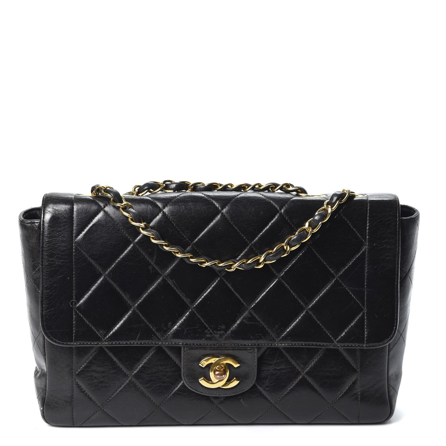 Lambskin Quilted Medium Single Flap Black