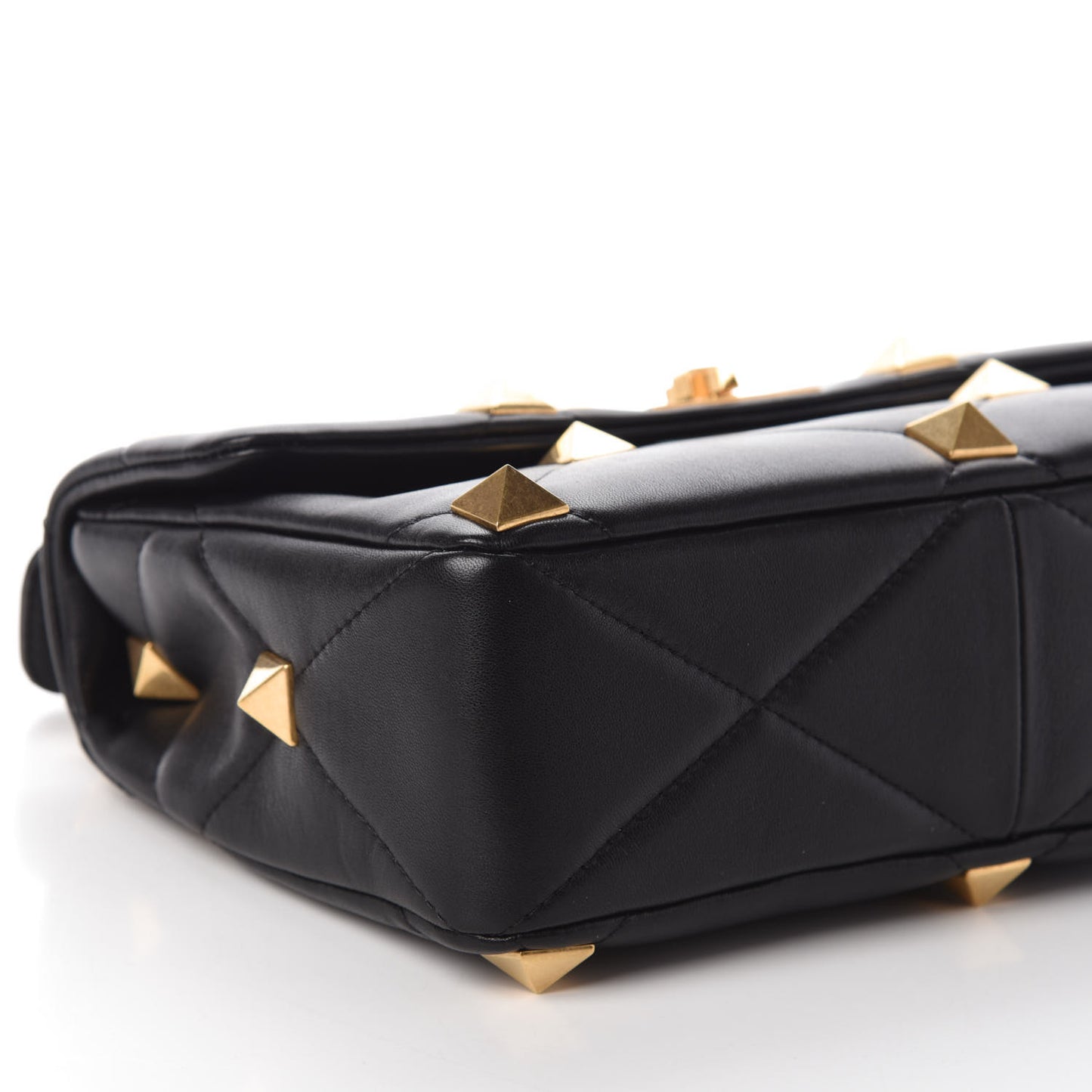 Nappa Large Roman Stud Shoulder Bag Black