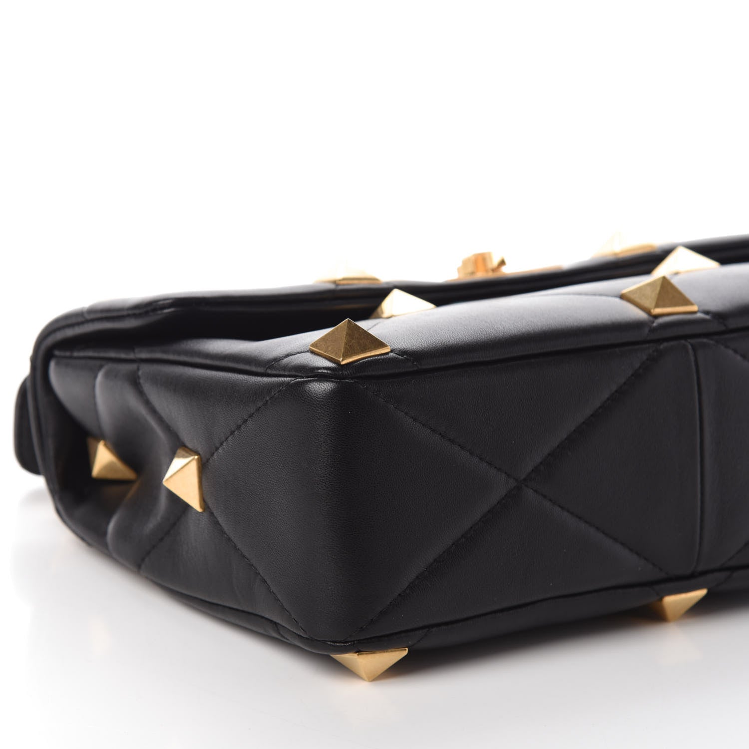 Valentino Garavani Nappa Large Roman Stud Shoulder Bag Black 8 of 9