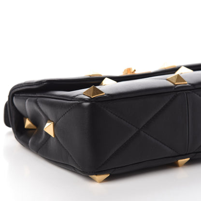 Valentino Garavani Nappa Large Roman Stud Shoulder Bag Black 8 of 9