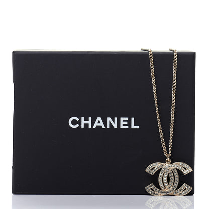 Chanel Metal Crystal Baguette CC Pendant Necklace Gold 6 of 6