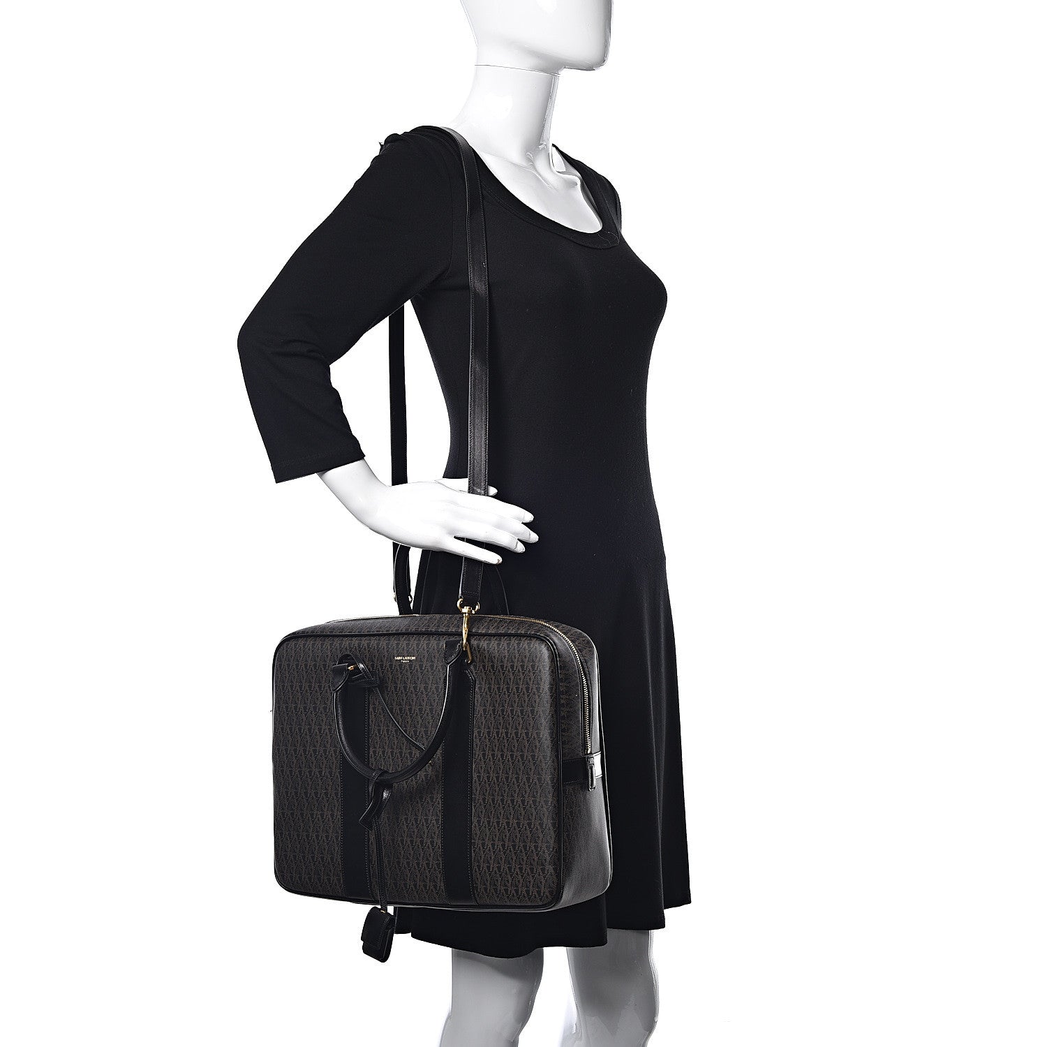 Saint Laurent Toile Classic Monogram Rodeo Briefcase Black 2 of 9