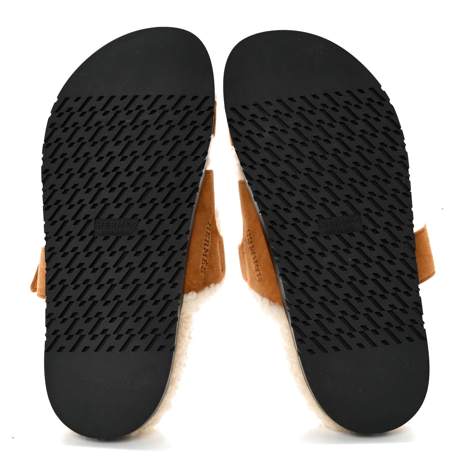 Hermes Suede Goatskin Woolskin Womens Chypre Sandals 38 Naturel Ecru 5 of 11
